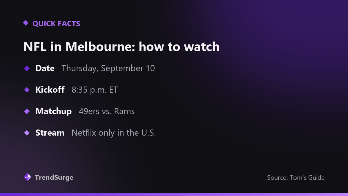 How to watch the NFL Melbourne game: Thursday, September 10, 8:35 p.m. ET, 49ers vs. Rams, streaming on Netflix in the U.S.
